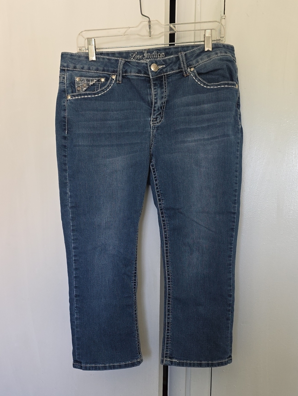 Dark Blue Denim Capris